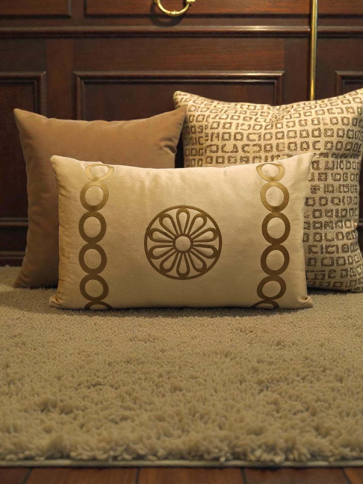 Italian Velvet Motive Rectangular Cushion