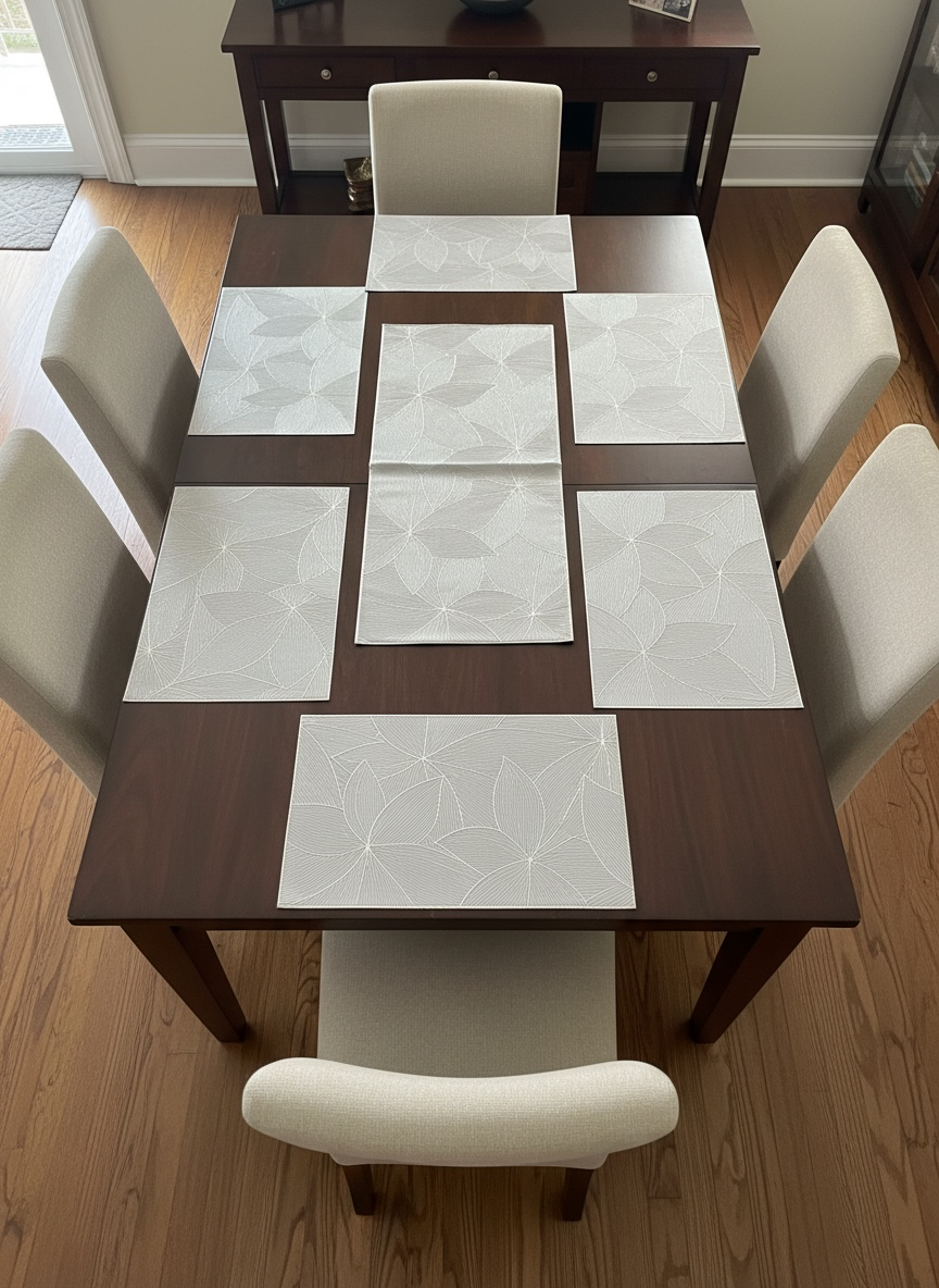 White Golden Plastic 7 PC SET ( 1 Runner & 6 Mats )