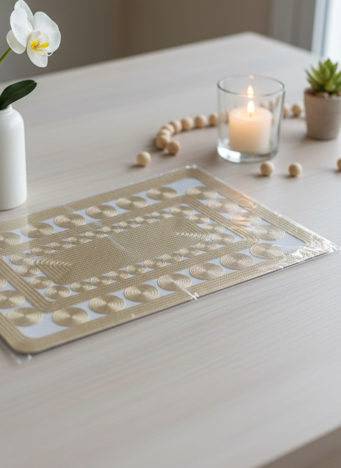 6pcs White & Golden Plastic Table Mats
