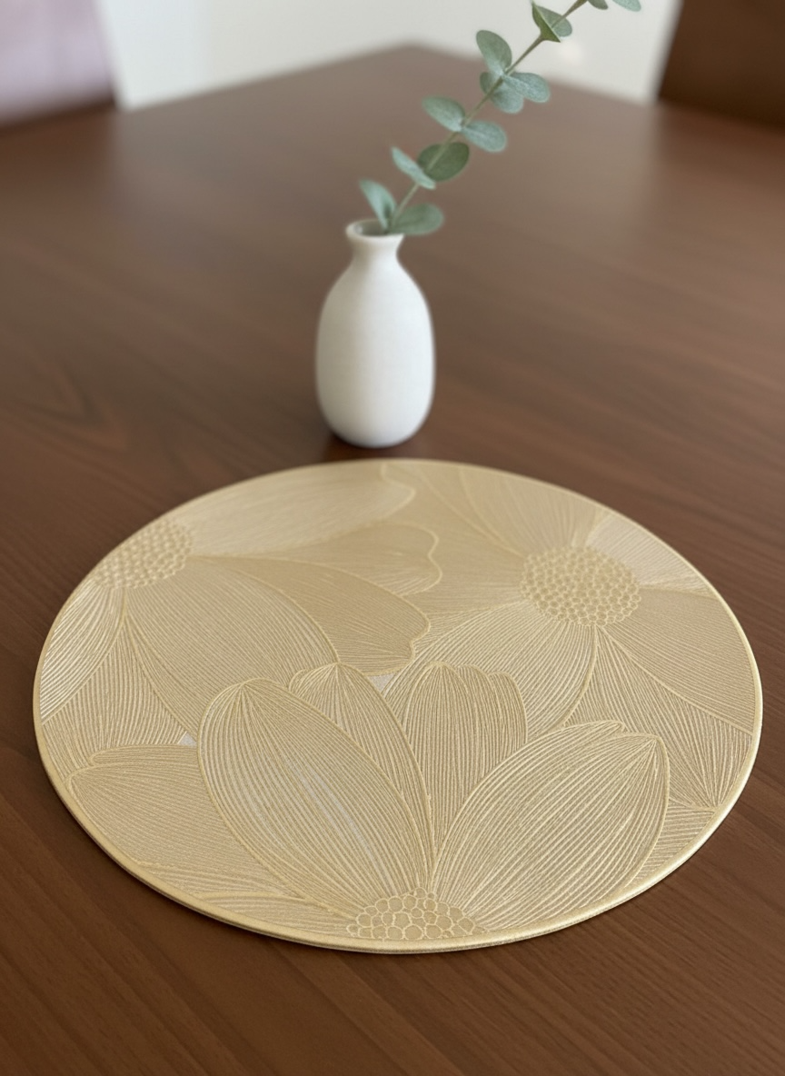 6pcs White & Golden Plastic Table Mats