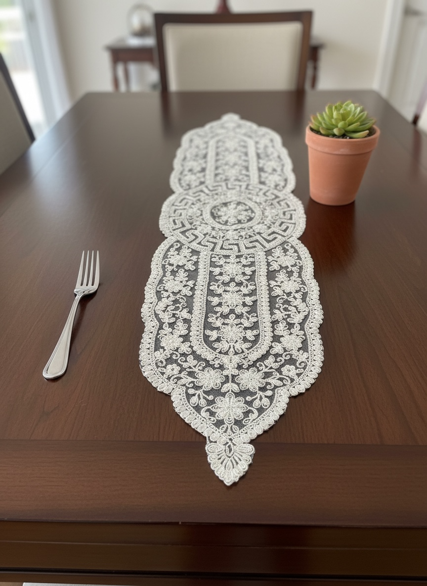 Net Fancy Table Runner (Light Grey)