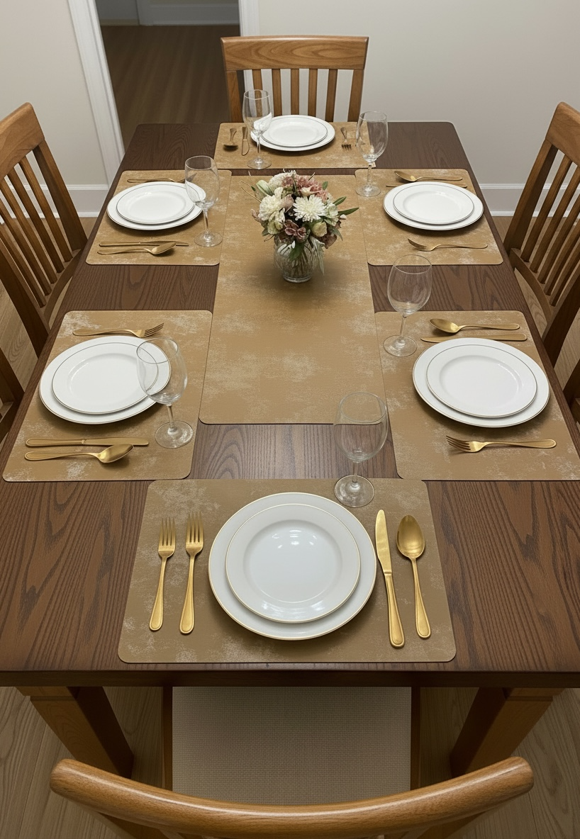 Sweet Leather Plastic 7 PC SET ( 1 Runner & 6 Mats )