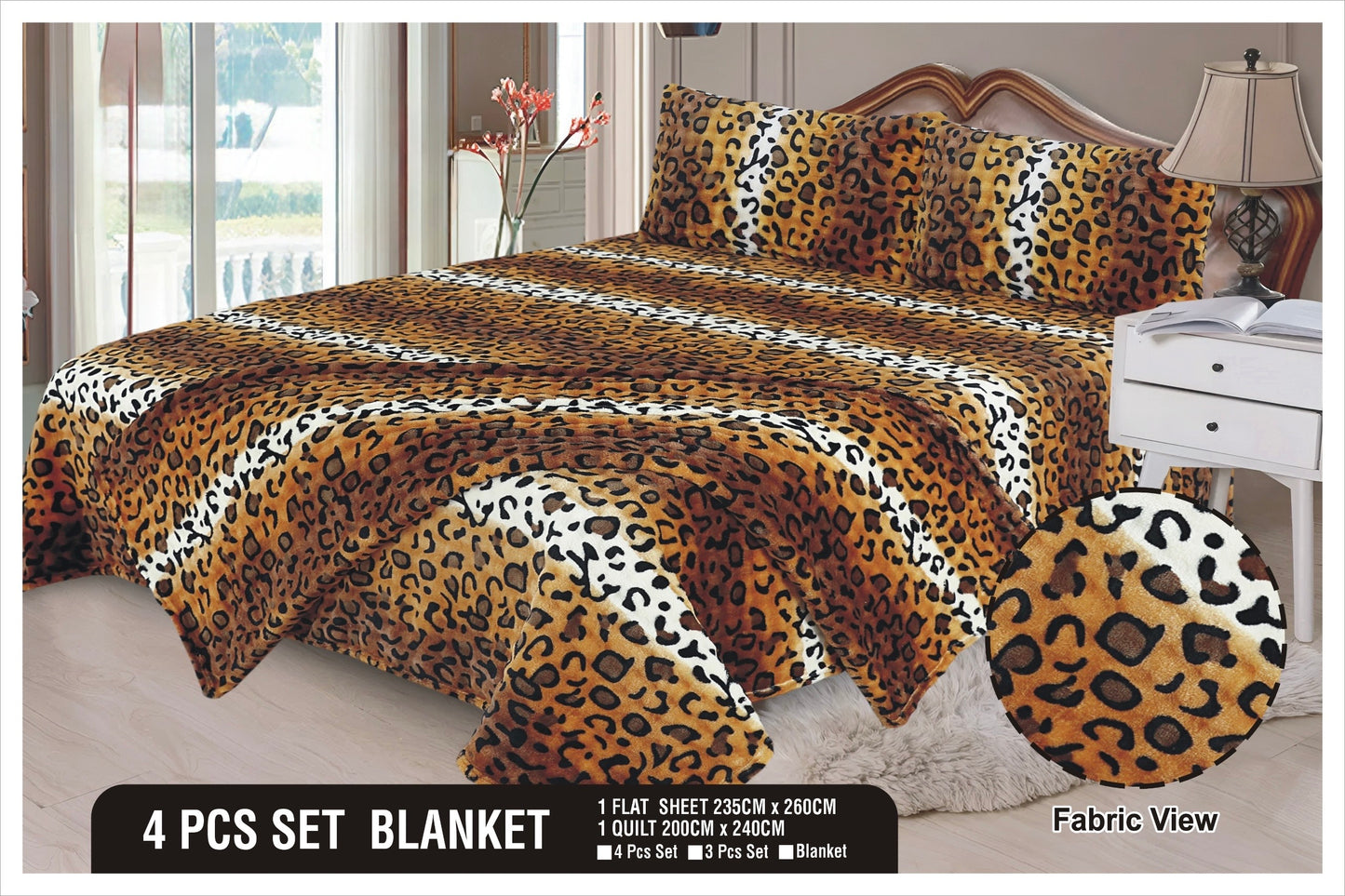 Heavy Fleez Printed Blanket 4pc Set