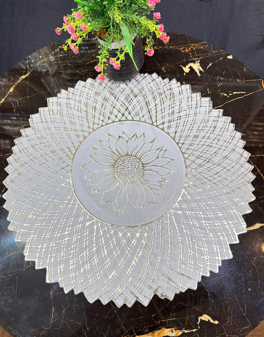 6pcs White & Golden Plastic Table Mats
