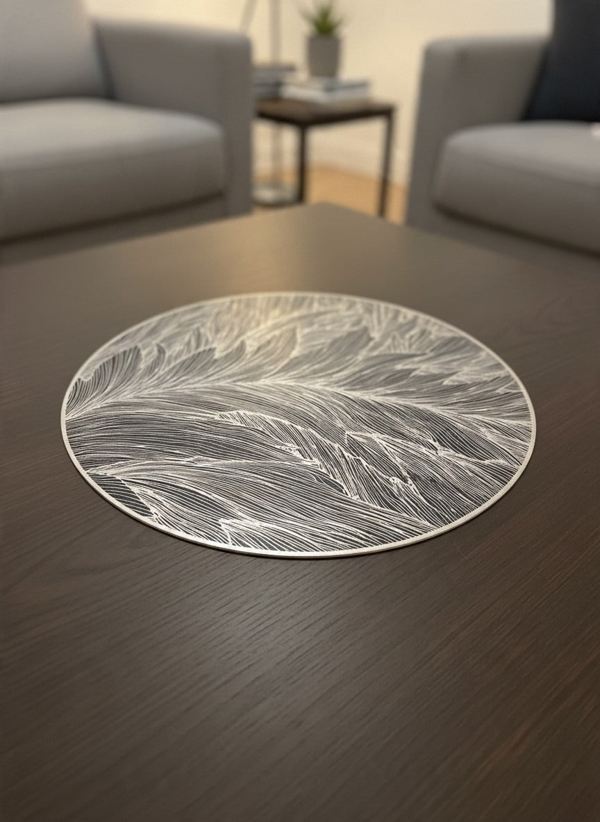 6pcs White & Golden Plastic Table Mats