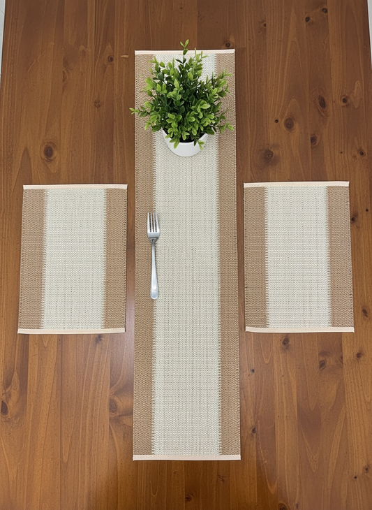 Imported Thread Work Dining Set ( 1 Runner & Mats )