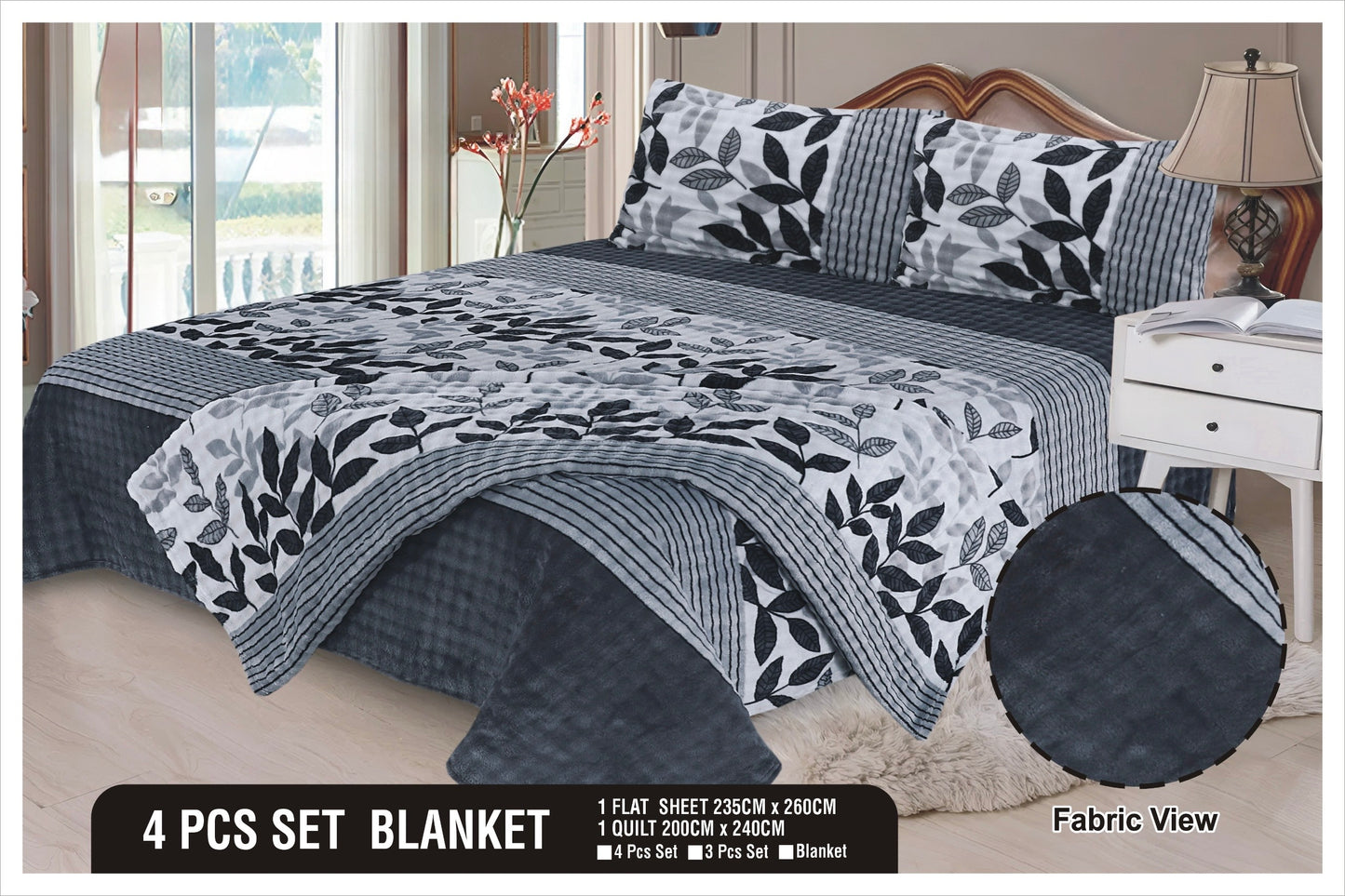 Heavy Fleez Printed Blanket 4pc Set