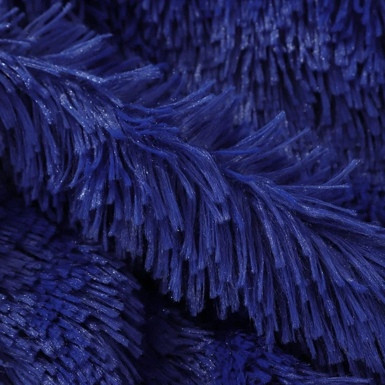 Complete 4pc Shaggy Soft Faux Fur Set ( Blue ) Ali Bedding Store