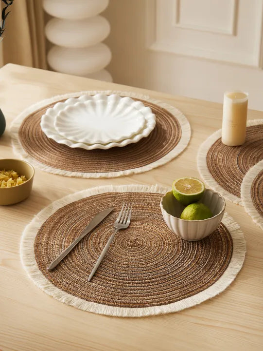 Round Tussel Fine Plastic Table Mats 6pc Set