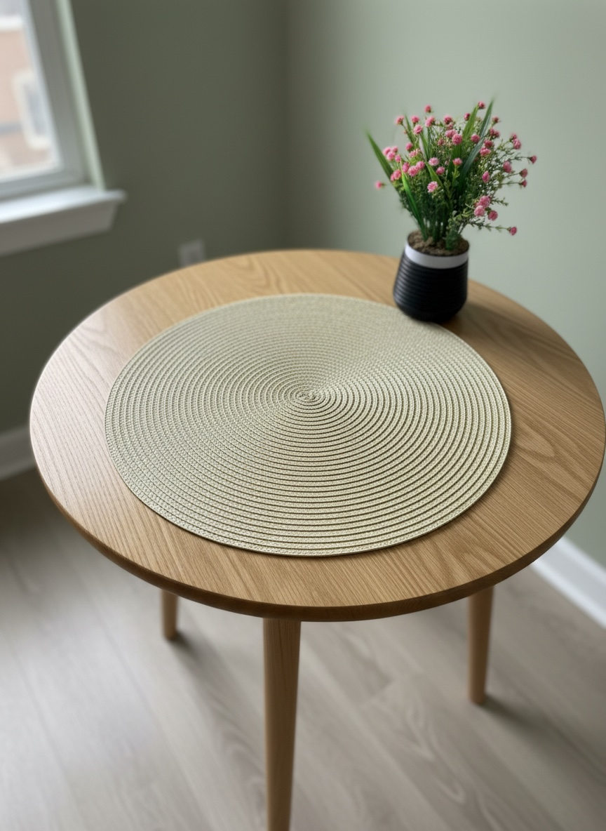 Round Plain Plastic Table Mats 6pc Set