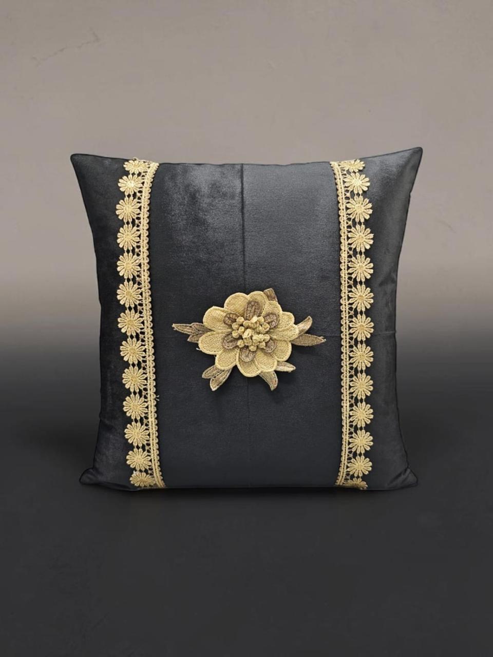 Italian Velvet Flower Lace Cushion