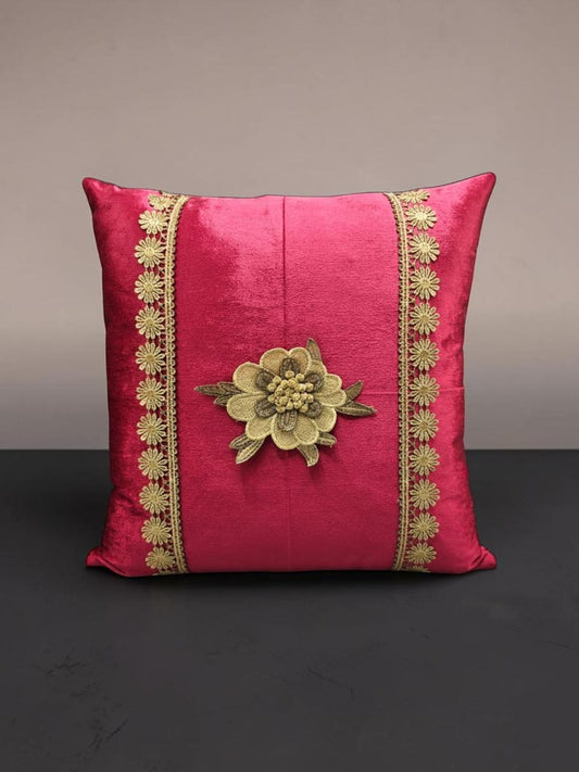 Italian Velvet Flower Lace Cushion