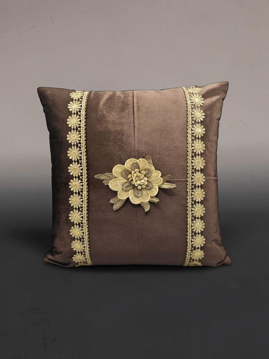 Italian Velvet Flower Lace Cushion