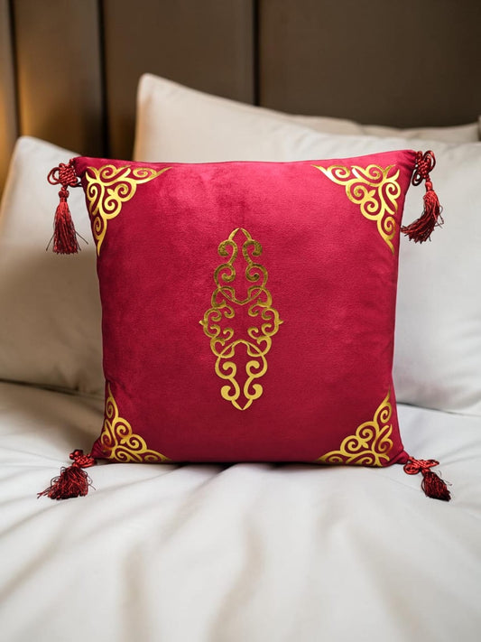 Italian Velvet Motive Corner Tussel Cushion
