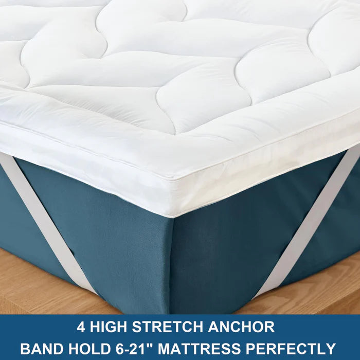 Square Quilted Ultra Soft Mattress Topper (White)