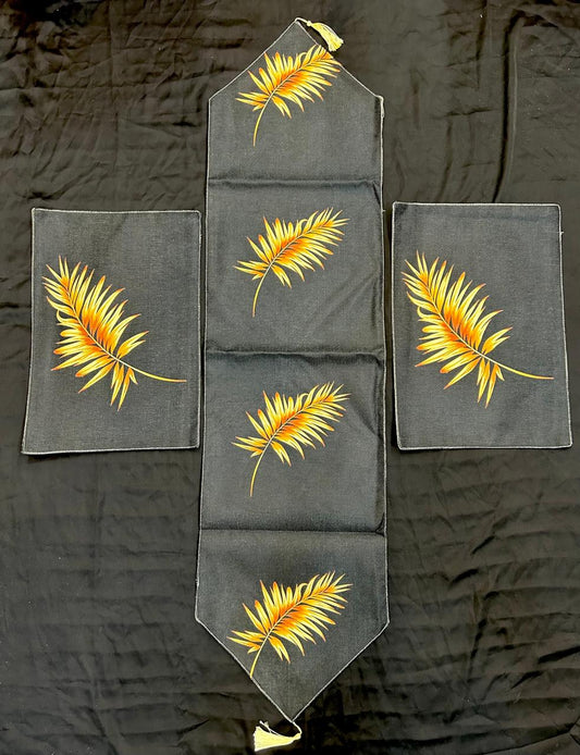 Printed Black & Yellow 3pc set Ali Bedding Store