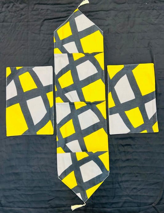 Printed Black & Yellow 3pc set Ali Bedding Store