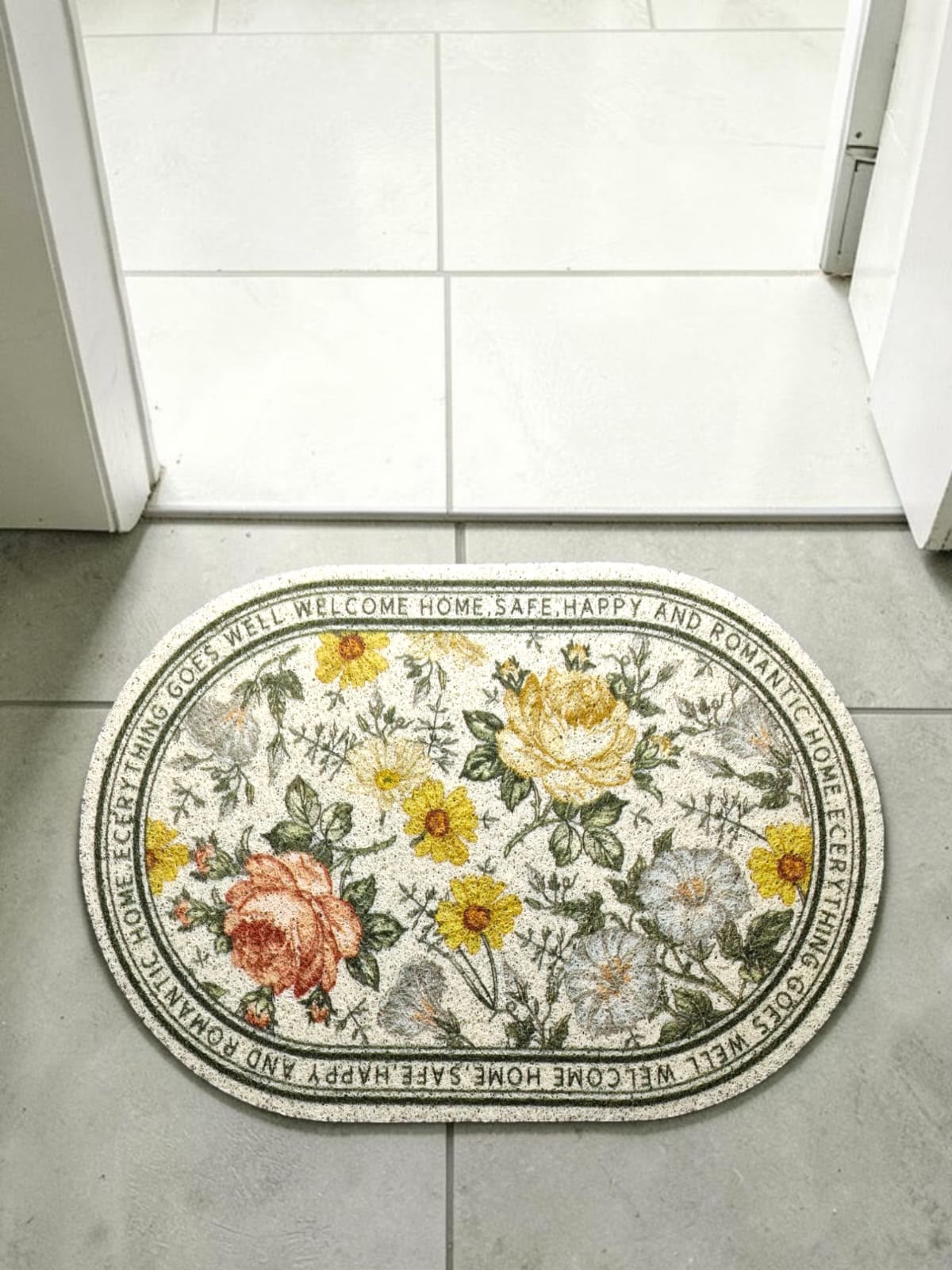 PVC Printed Writing Oval Door Mat/Floor Mat