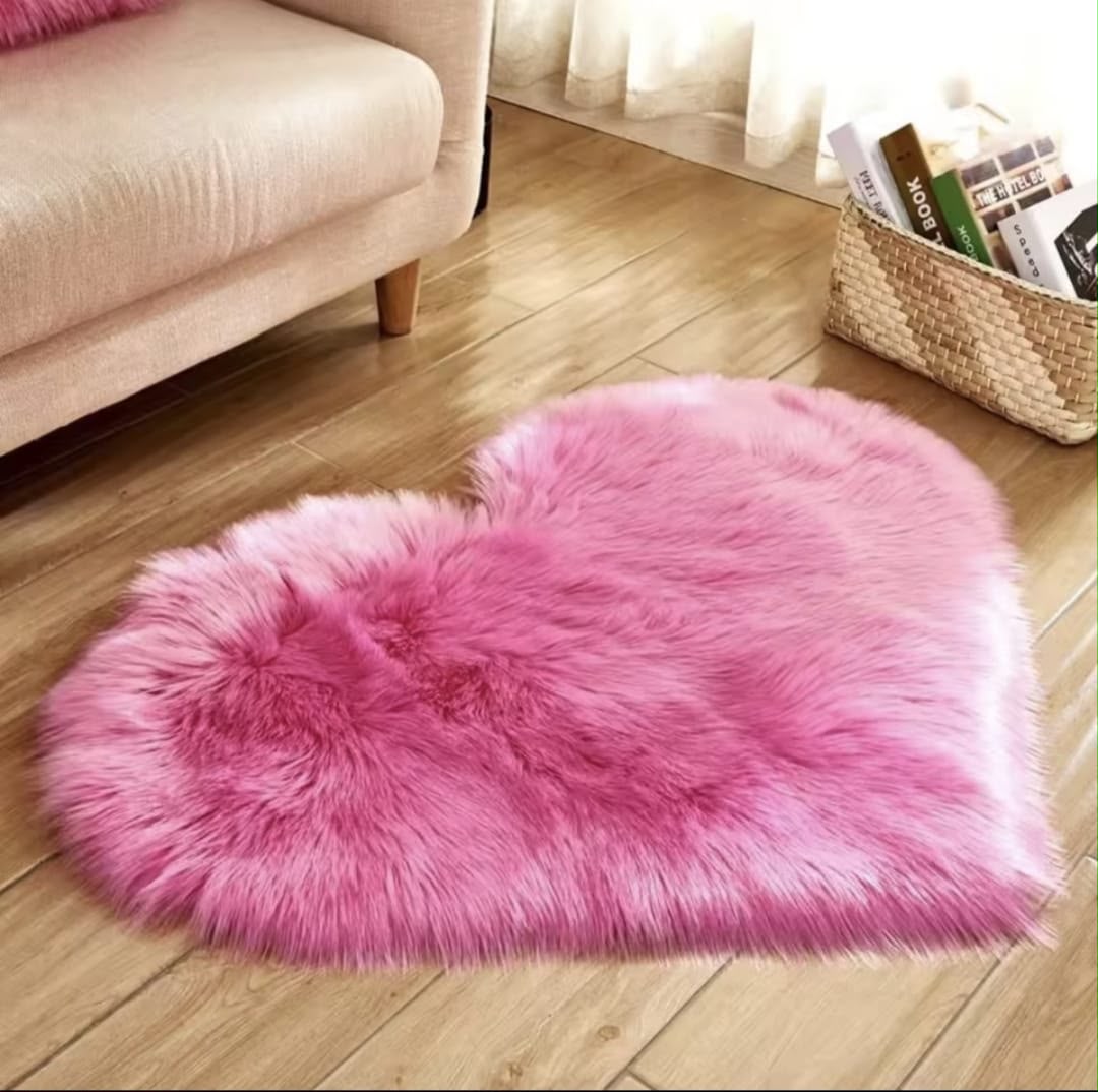 Heart Shape Long Fur Fluffy Door Mat/Floor Mat