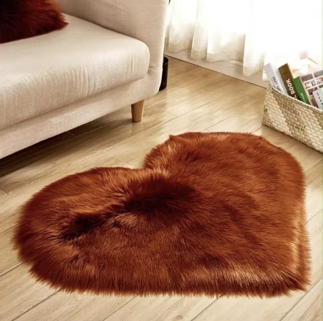 Heart Shape Long Fur Fluffy Door Mat/Floor Mat