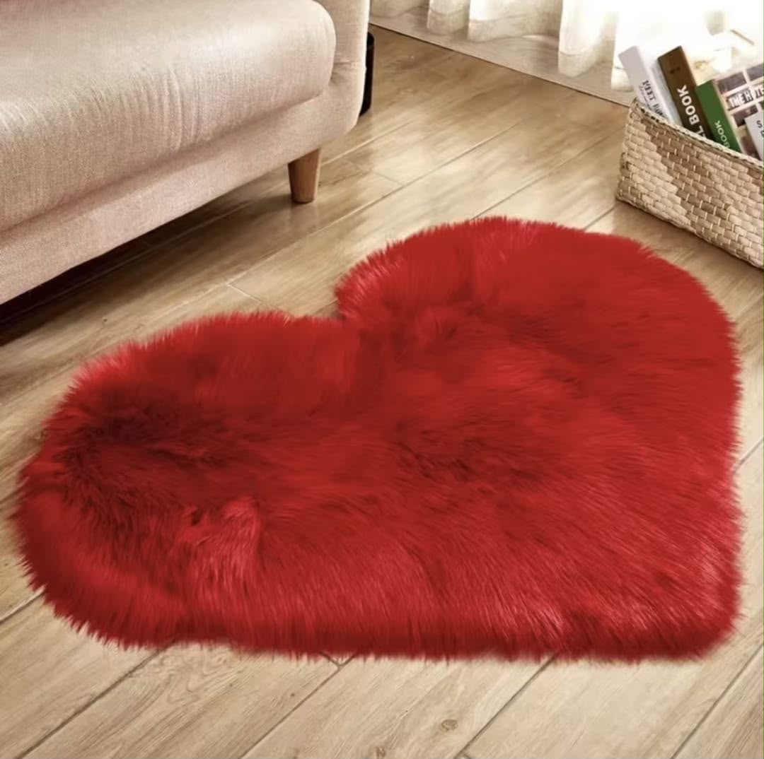 Heart Shape Long Fur Fluffy Door Mat/Floor Mat