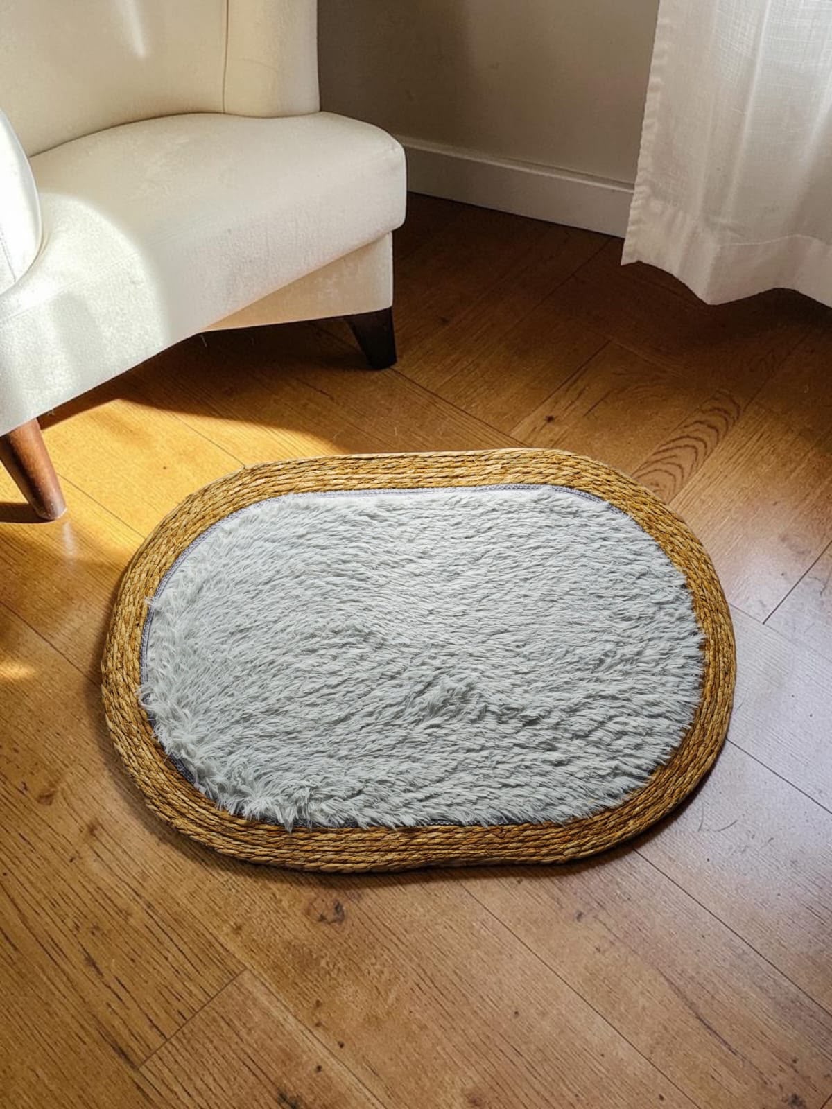 Fur Kane Border Oval Door Mat/Floor Mat
