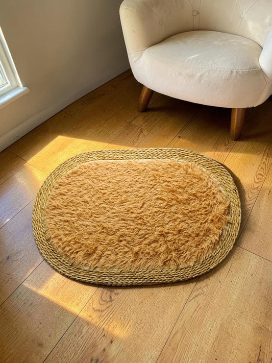 Fur Kane Border Oval Door Mat/Floor Mat