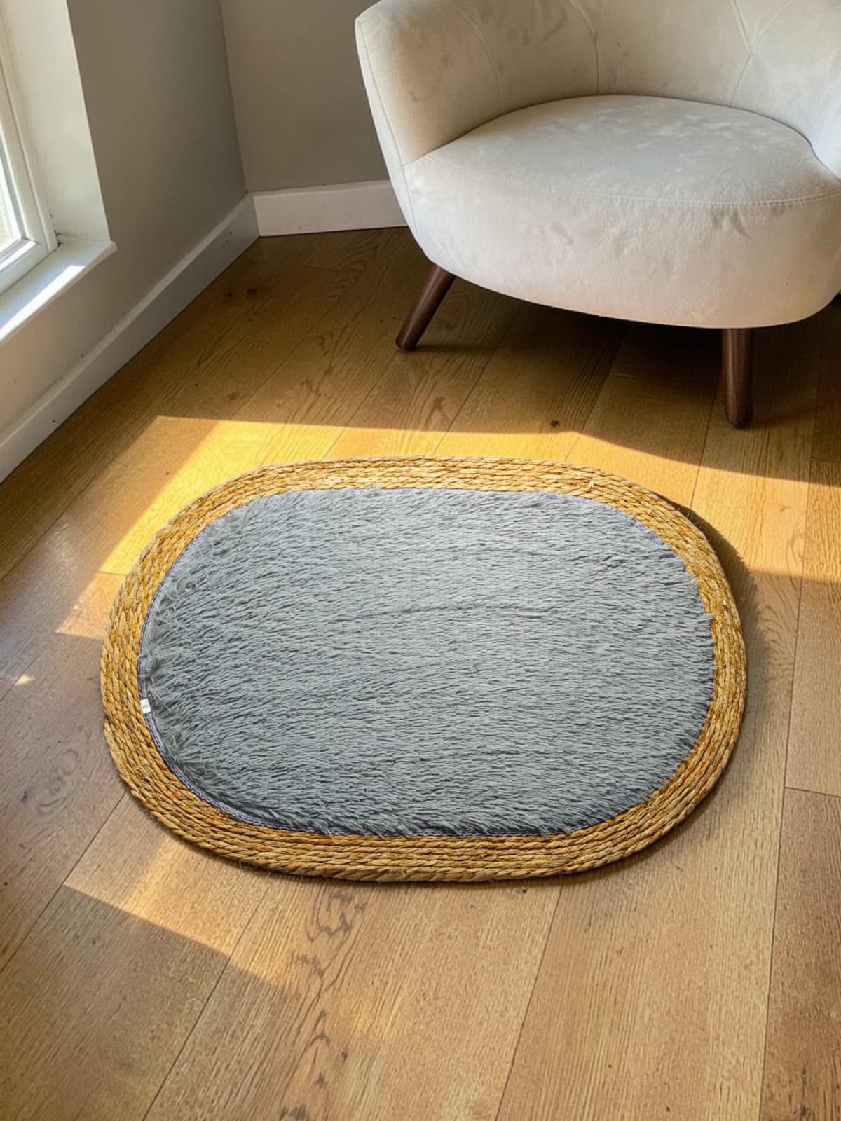 Fur Kane Border Oval Door Mat/Floor Mat